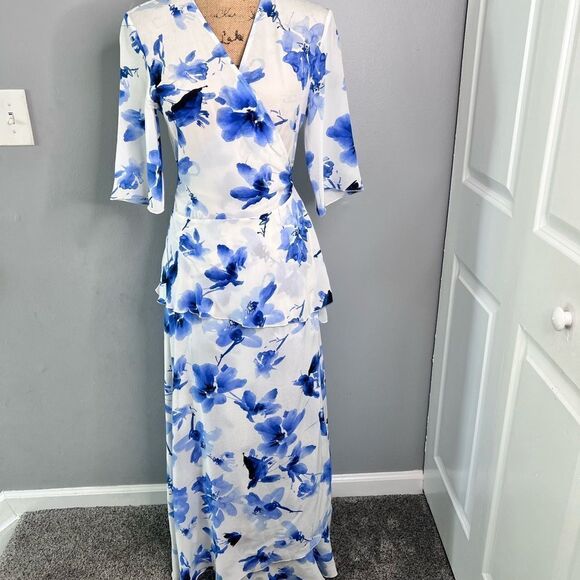 Sz M Falconeri 100% Silk Floral Maxi Wrap Dress $330 MSRP - Picture 5 of 14